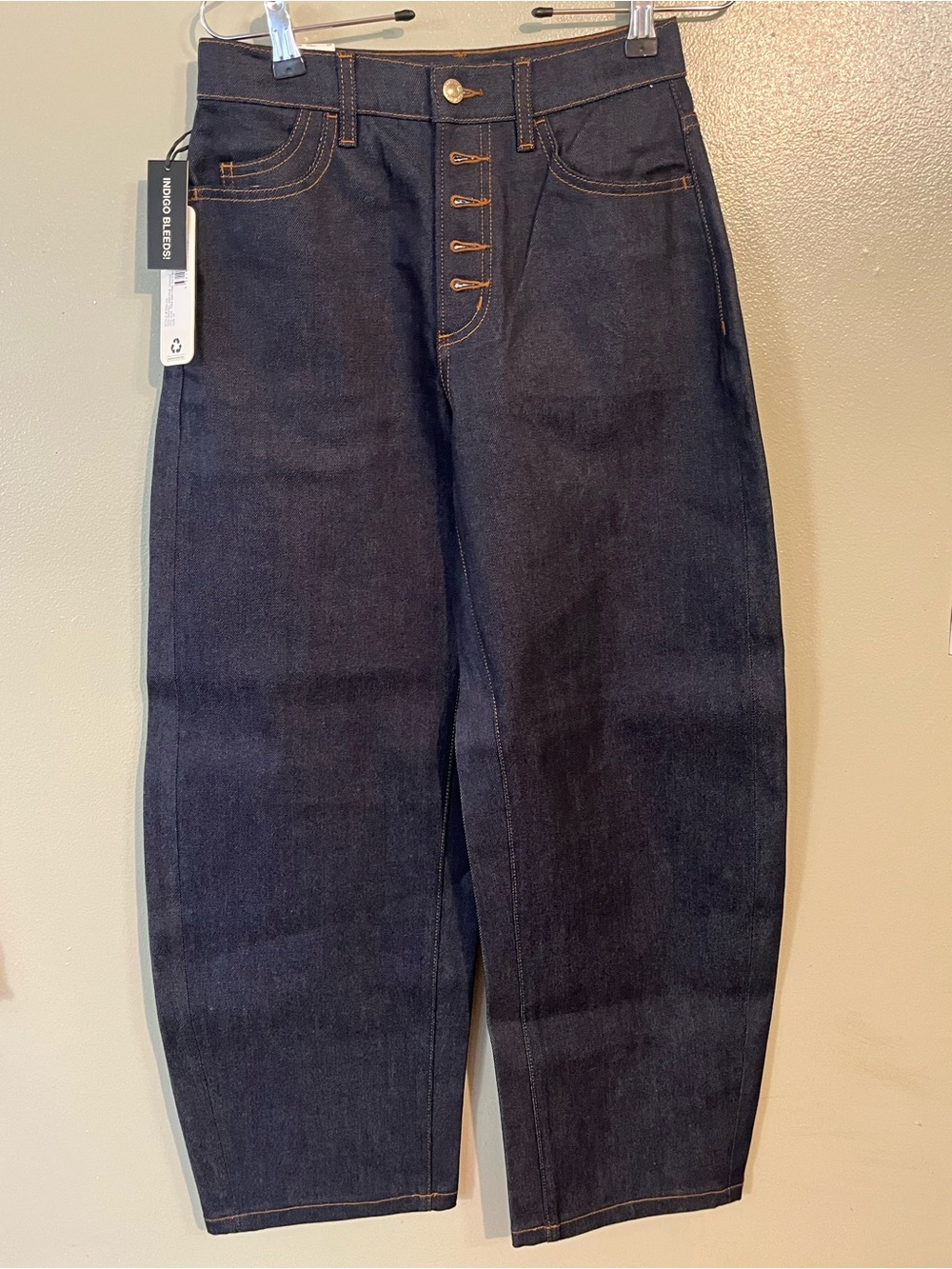 ROLLA'S High-Rise Madame  Indigo Button-Fly Women's Jeans Gigi Barrel Leg 25 NWT